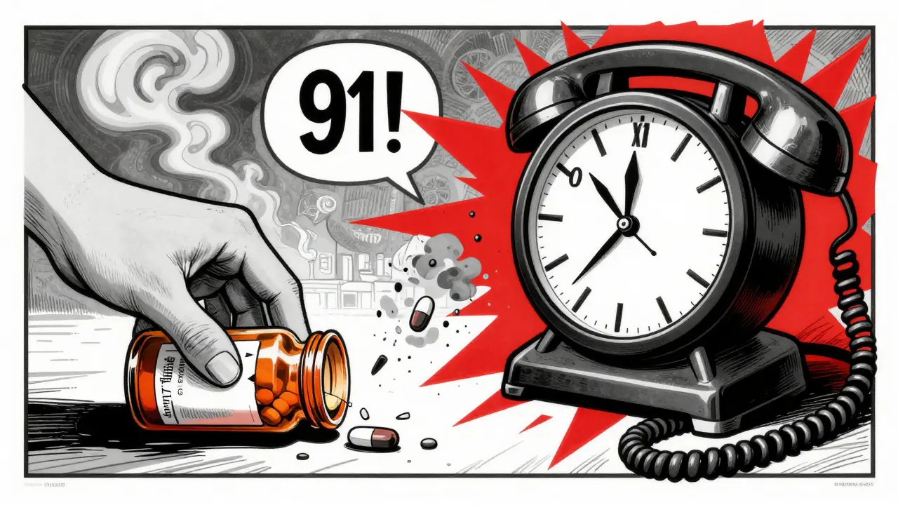 Nitroglycerin tablet turning to ash as a clock ticks, symbolizing a failed heart attack response.