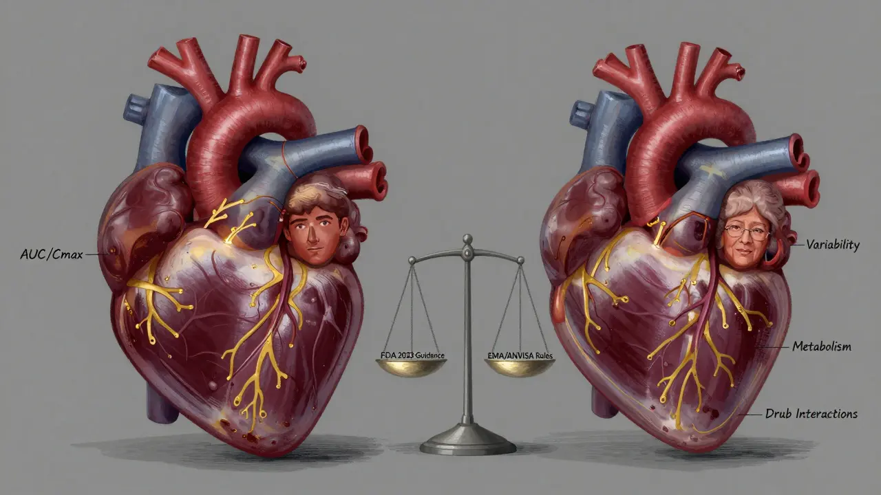 Heart split into simple vs complex pathways, regulatory scale tilting between FDA and other agencies.