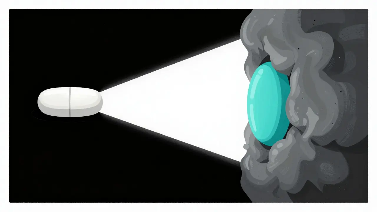 Abstract illustration showing the separation between thyroid medication and prenatal vitamins.